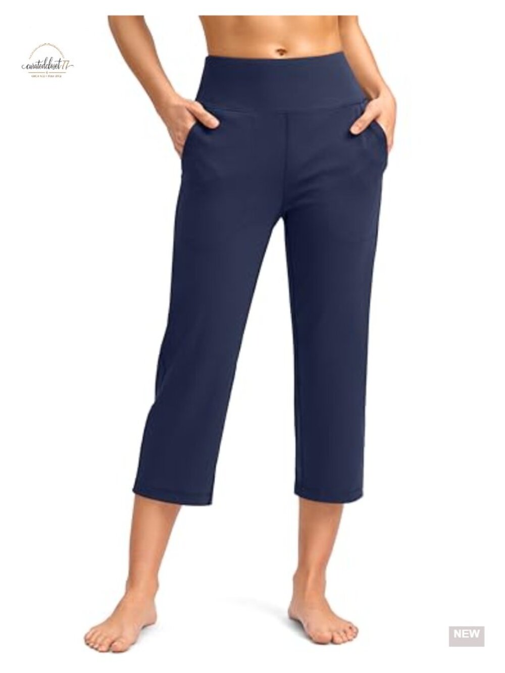 Women's Yoga Capri Pants High Rise with Pockets Straight Leg